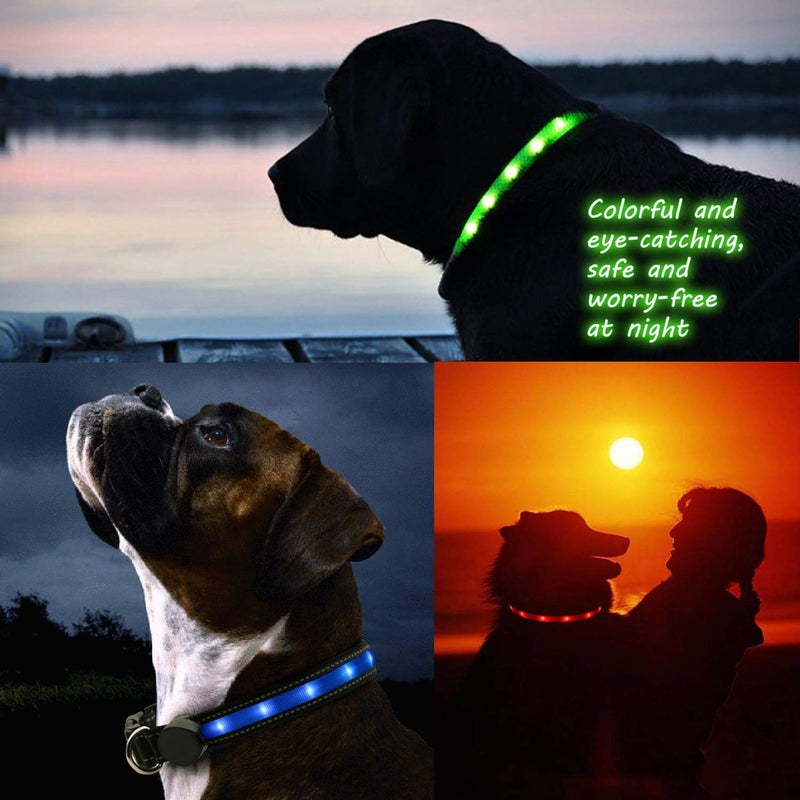yacig Light Up Dog Collars,Safety LED Dog Collars USB Rechargeable 7 Changing Colors Glow in The Dark Dog Walking Light,Neon Adjustable Safety Buckle Lighted Dog Collar for Small/Medium/Large Dogs, S Size - Image 3